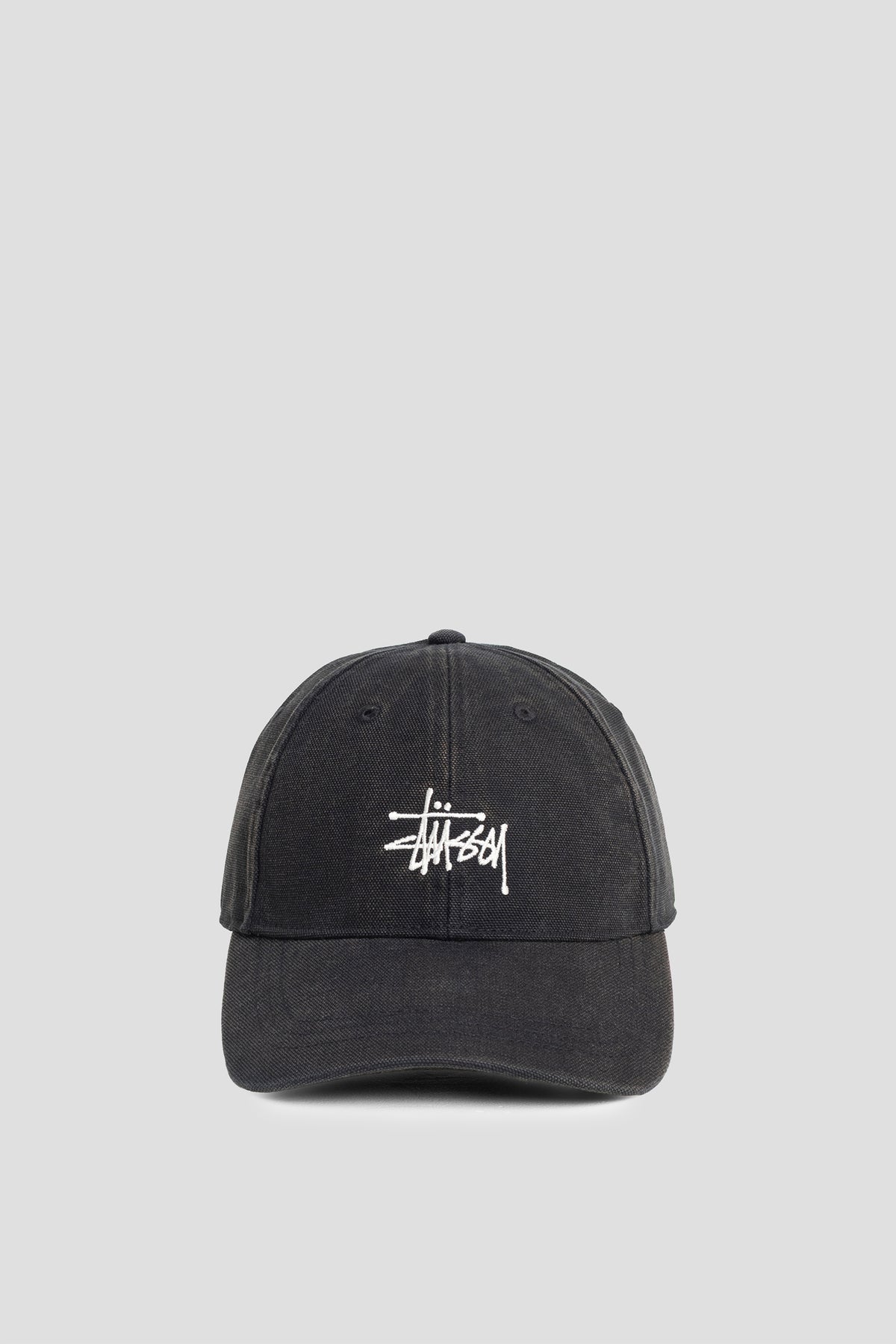 STUSSY LOW PROFILE LP WASHED BASIC CANVAS CAP BLACK