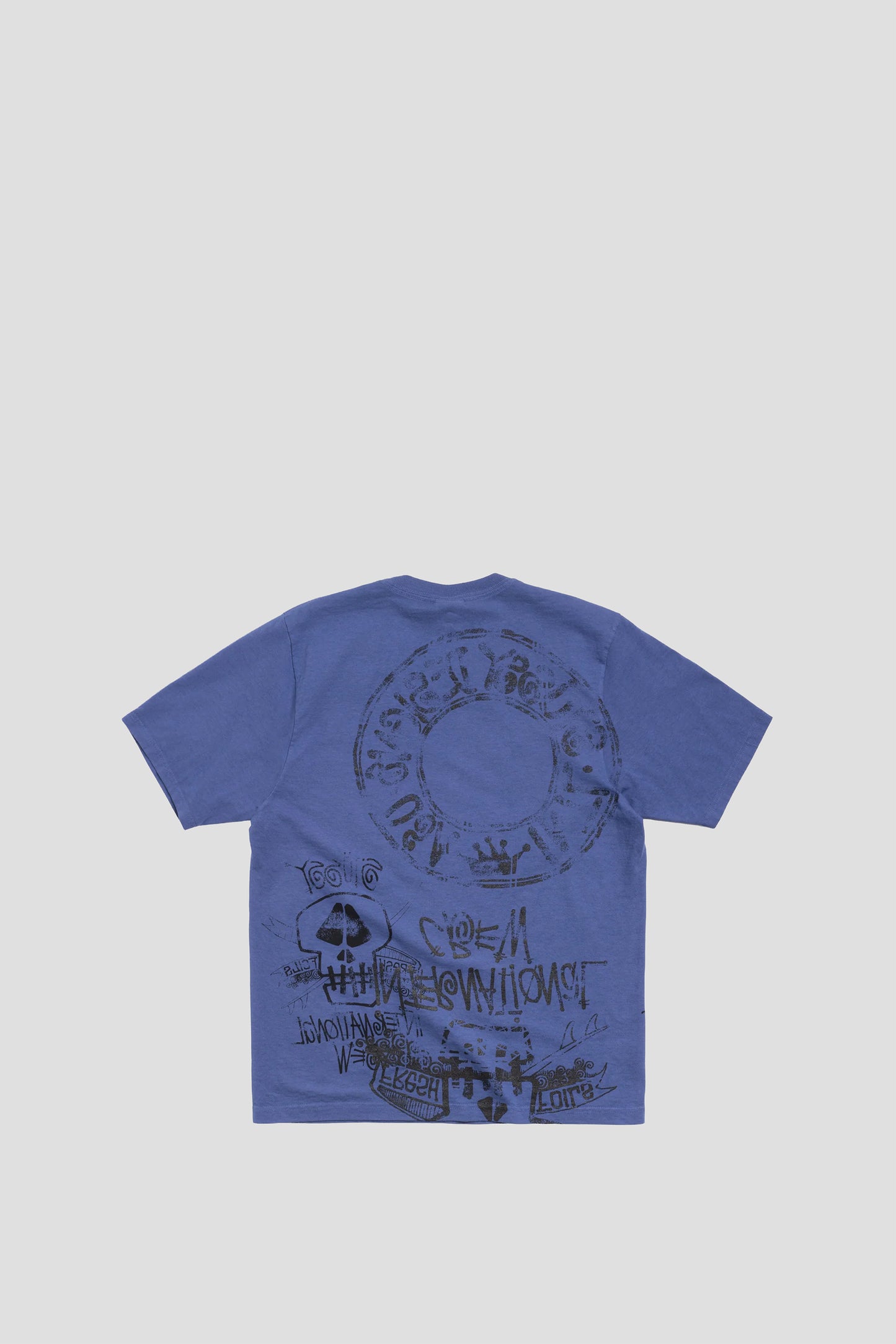 STUSSY SKULLS STACK PIG. DYED TEE INDIGO