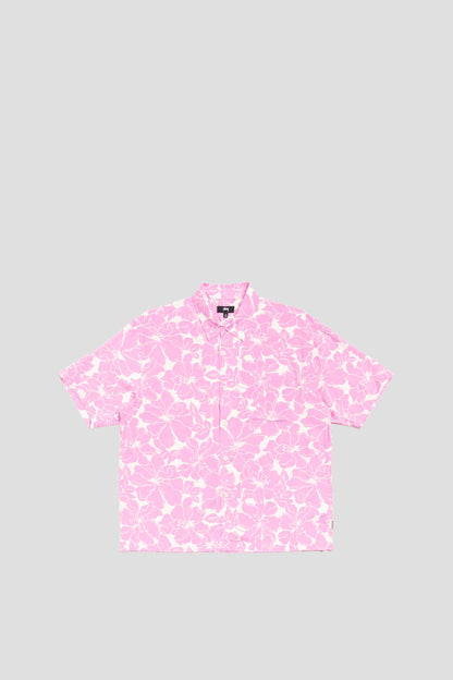 STUSSY FLORAL HAWAIIAN SHIRT PINK