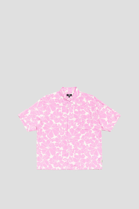 STUSSY FLORAL HAWAIIAN SHIRT PINK
