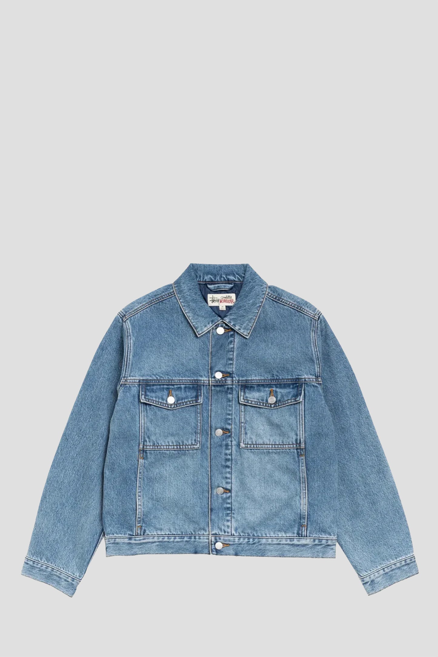 STUSSY LINED TRUCKER DENIM INDIGO STONE WASH