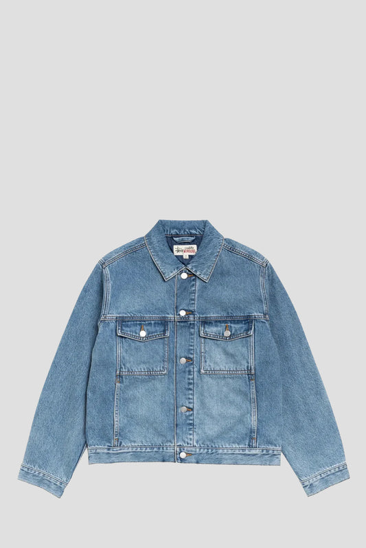 STUSSY LINED TRUCKER DENIM INDIGO STONE WASH
