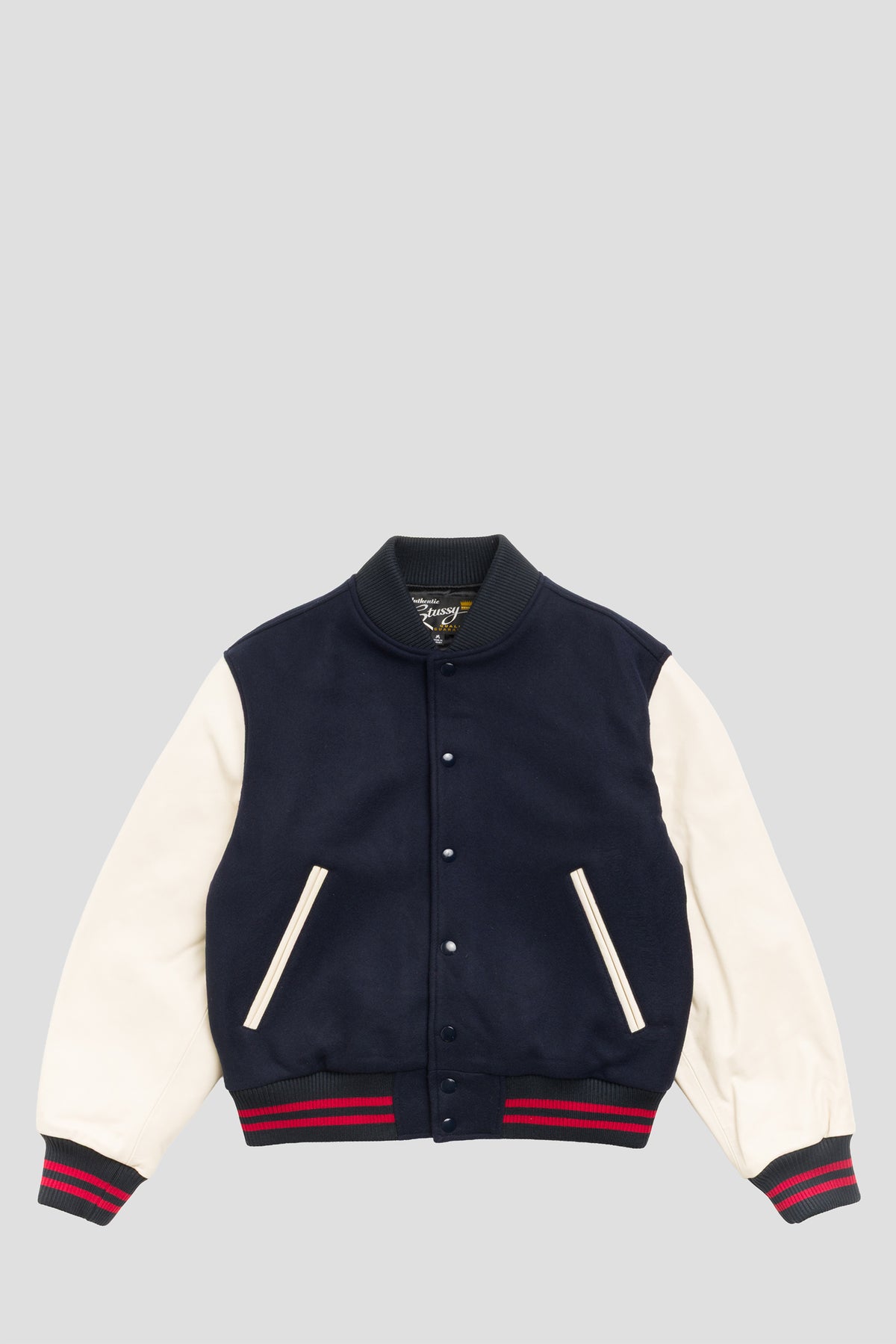 STUSSY WOOL VARSITY JACKET NAVY