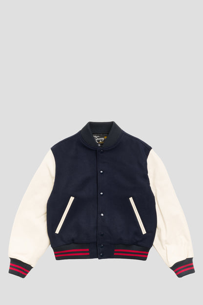 STUSSY WOOL VARSITY JACKET NAVY