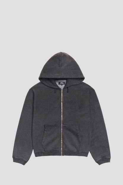 STUSSY FADED GRAPHIC ZIP HOOD WASHED BLACK