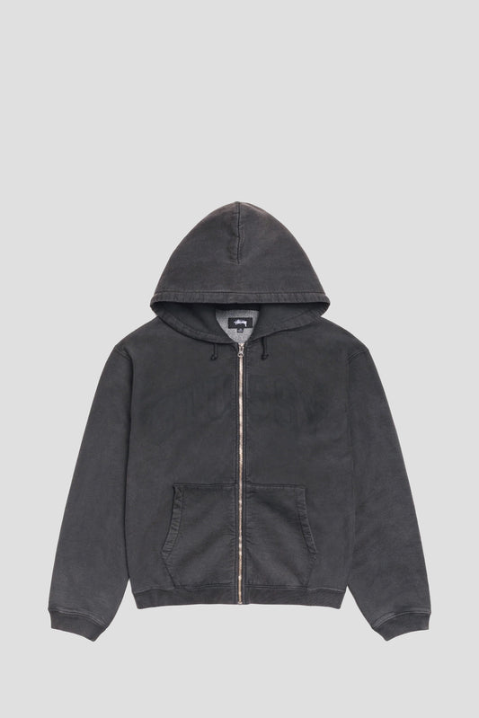 STUSSY FADED GRAPHIC ZIP HOOD WASHED BLACK