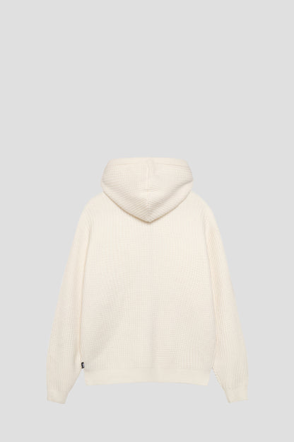 STUSSY WAFFLE CASHMERE ZIP HOOD IVORY