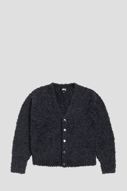 STUSSY TEXTURED CARDIGAN BLACK