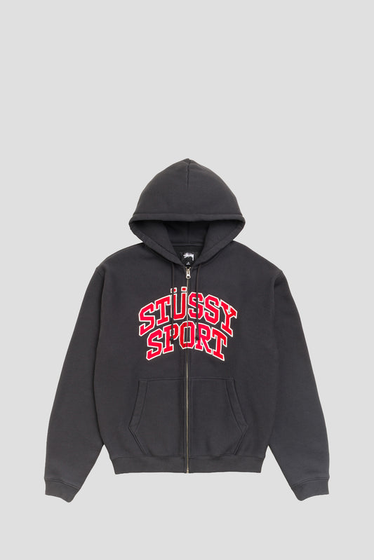 STUSSY SPORTS ZIP HOOD WASHED BLACK RED