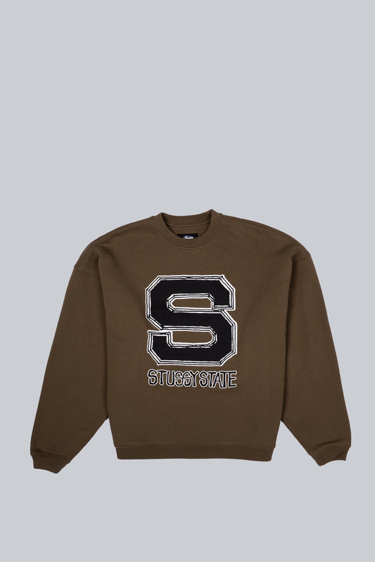 STUSSY STATE CREWNECK SWEATSHIRT OLIVE