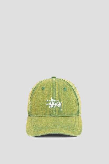 STUSSY LOW PROFILE LP WASHED BASIC CANVAS CAP PINE