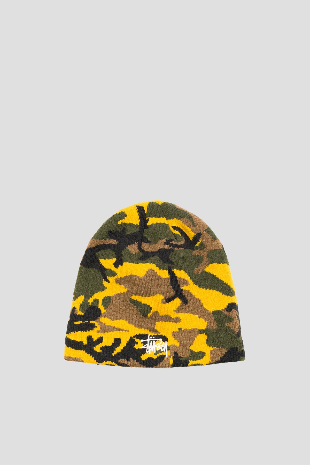 STUSSY BASIC JACQUARD SKULLCAP YELLOW CAMO