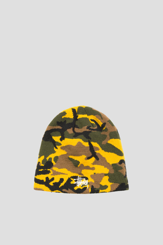 STUSSY BASIC JACQUARD SKULLCAP YELLOW CAMO
