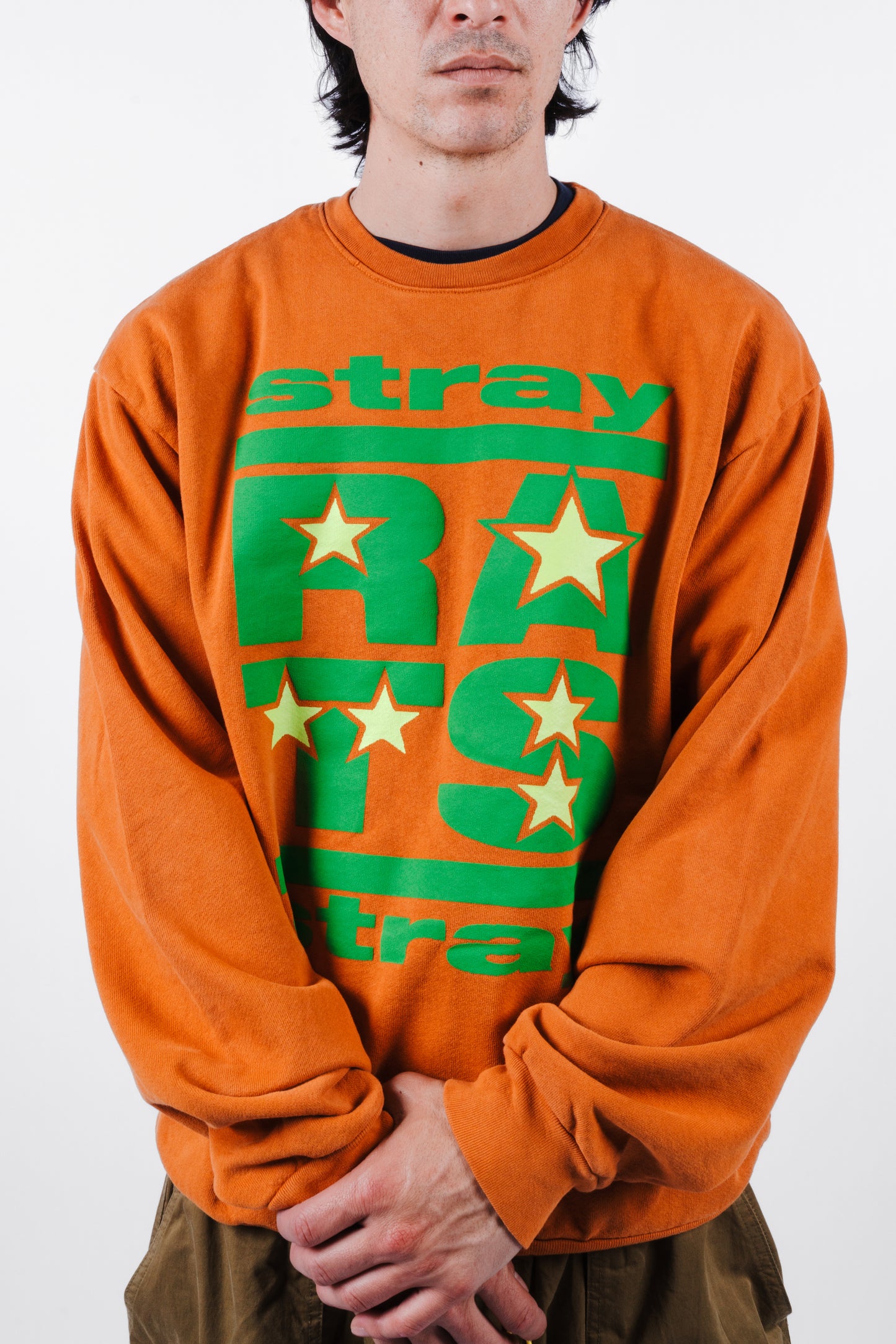 STRAY RATS STAR BAR CREWNECK TEXAS ORANGE