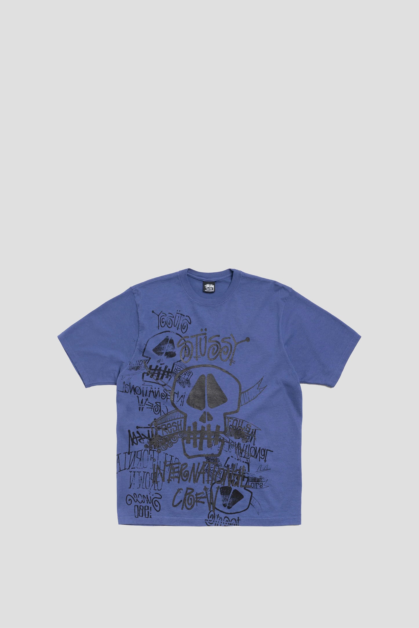 STUSSY SKULLS STACK PIG. DYED TEE INDIGO