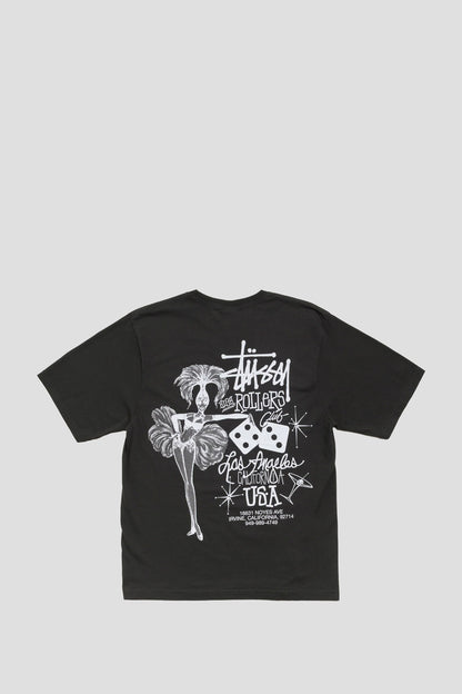 STUSSY HIGH ROLLERS PIG. DYED TEE FADED BLACK