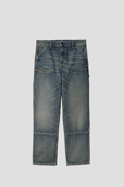 CARHARTT WIP DOUBLE KNEE PANT DENIM BLUE USED WASH