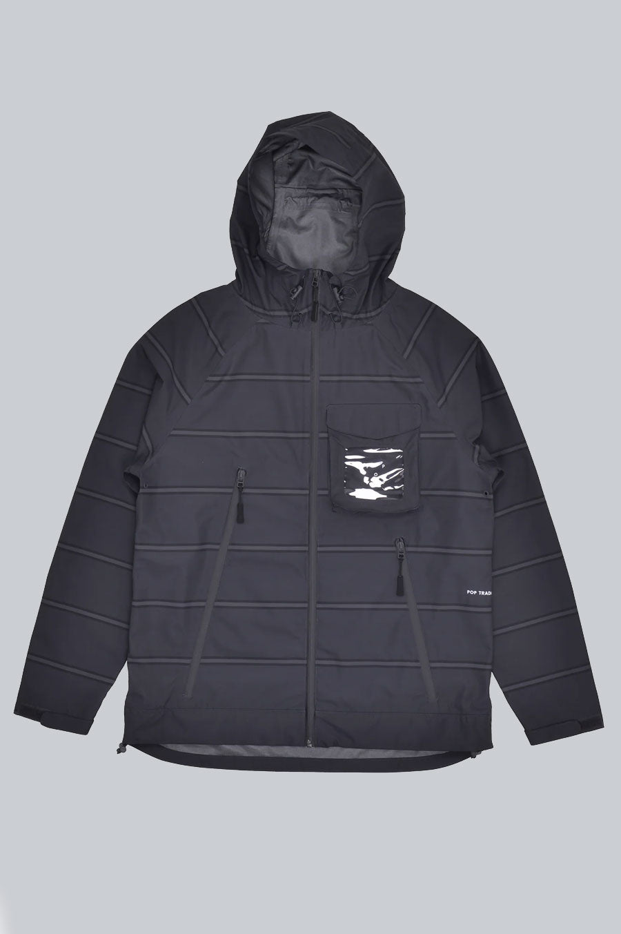 POP TRADING COMPANY STRIPED ORACLE JACKET ANTRACITE