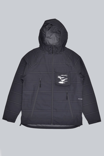 POP TRADING COMPANY STRIPED ORACLE JACKET ANTRACITE