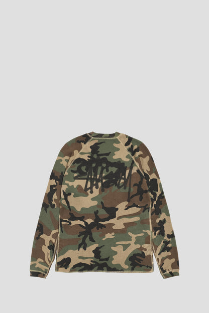 STUSSY RAGLAN THERMAL LONGSLEEVE WOODLAND CAMO