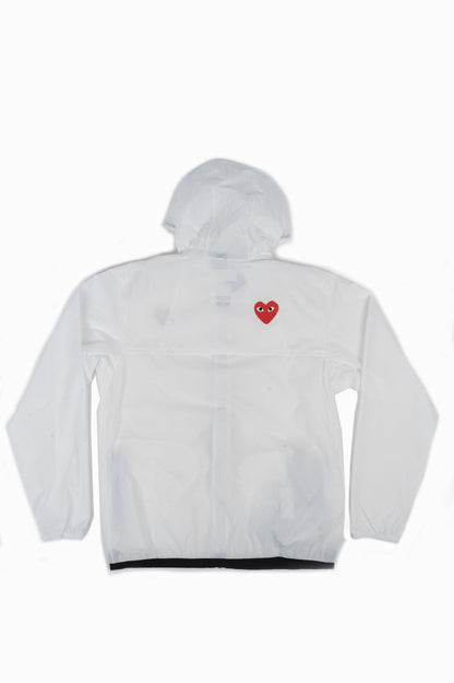 CDG PLAY X K-WAY HOODIE FULL ZIP WHITE