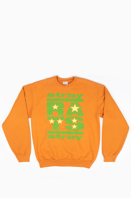 STRAY RATS STAR BAR CREWNECK TEXAS ORANGE